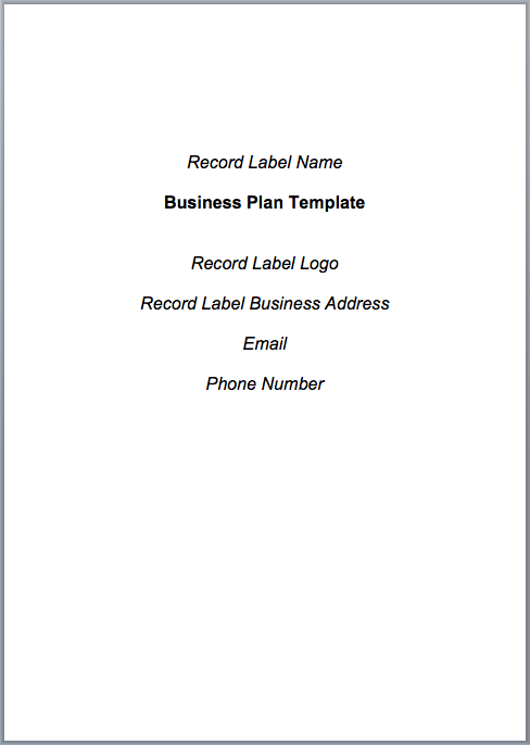 sample business plan for record label