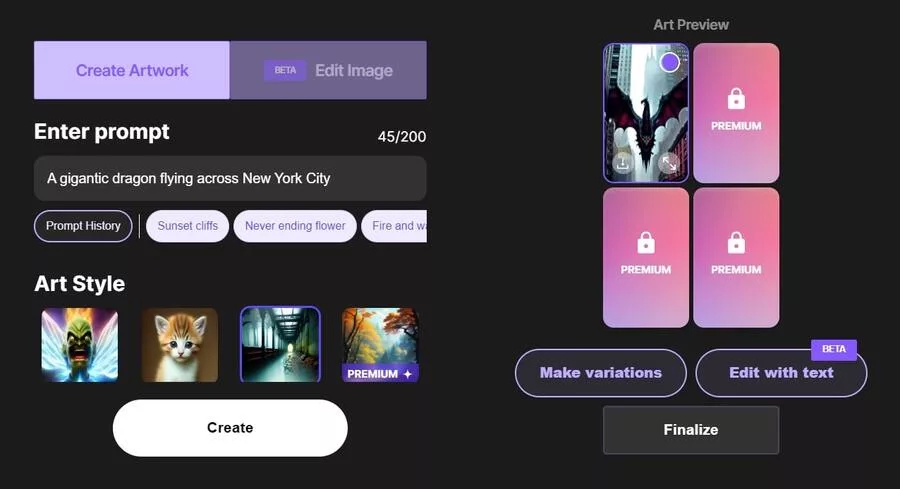 Dream AI by WOMBO image generation - The Label Machine - AI Tools for Music Artists and Labels